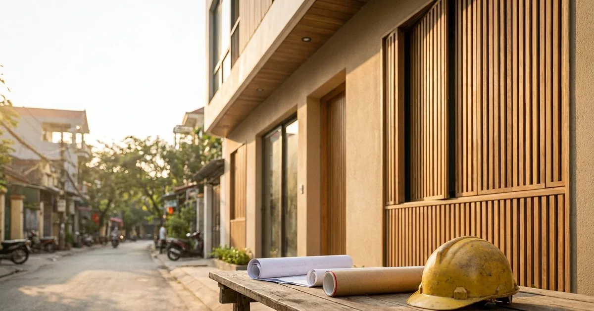 Nhà phố xây trọn gói kèm nội thất hoàn thiện do NHÀ MỘC thi công tại Hà Nội