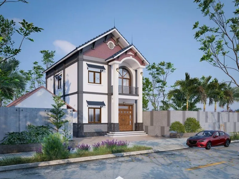 Phối cảnh nhà 2 tầng mái Thái tại Cát Quế, Hoài Đức