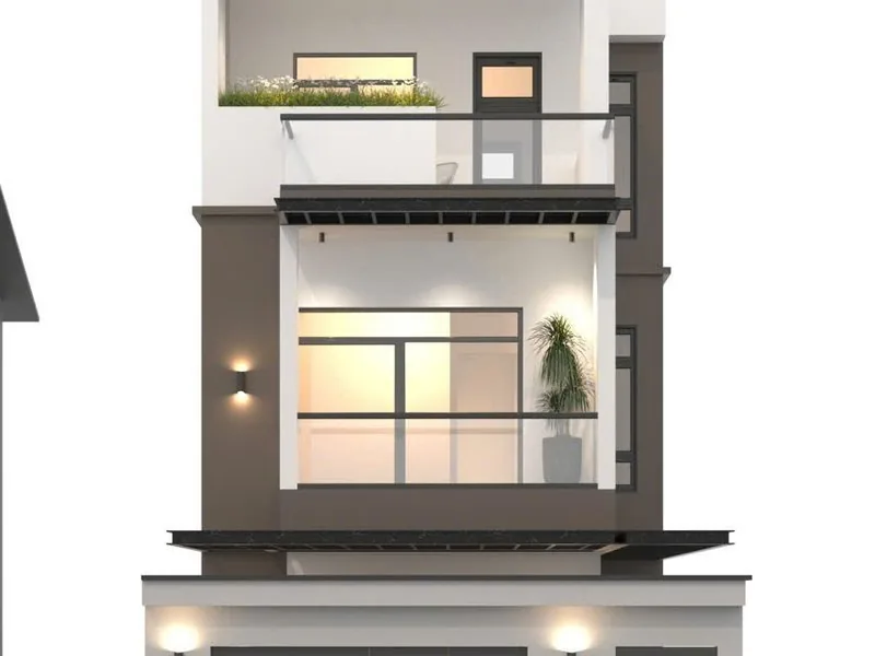 Phối cảnh mặt tiền nhà 3 tầng tại Đoài Phương, Sơn Tây