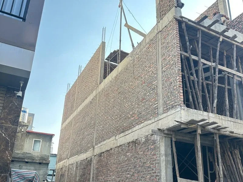 Xây thô nhà phố trong ngõ tại Sơn Đồng, Hoài Đức, công trình Nhà Mộc